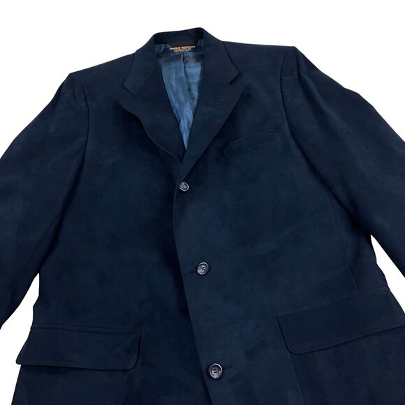 Brooks Brothers Brooksuede Sport Coat 3-Button Blazer Mens Size 42 SLIM FIT Navy - Picture 3 of 14